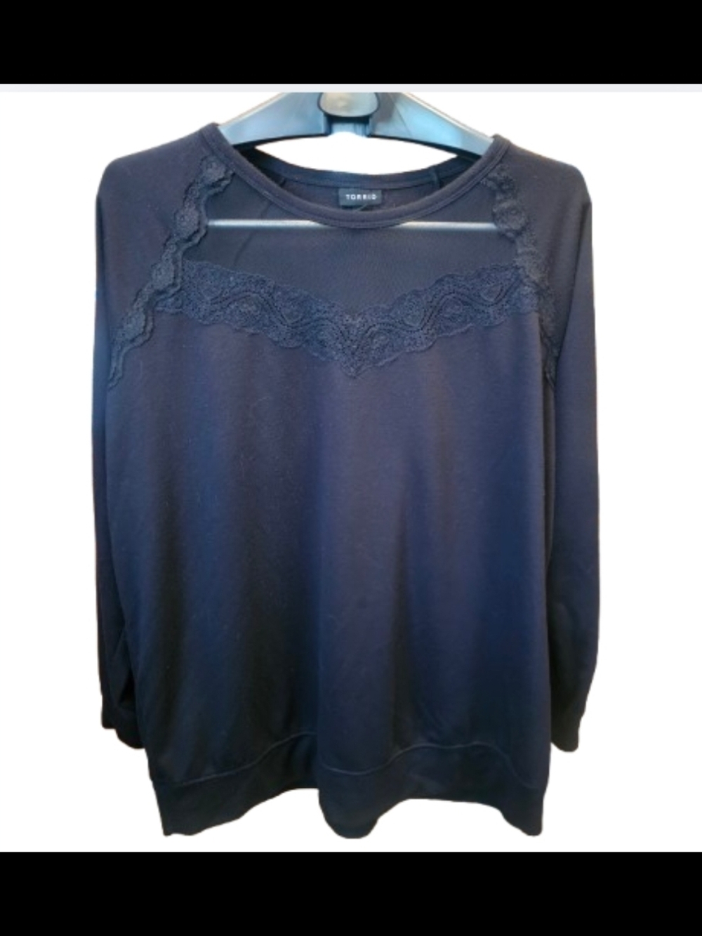 torrid Black Lace-Accent Long Sleeve Sweatshirt